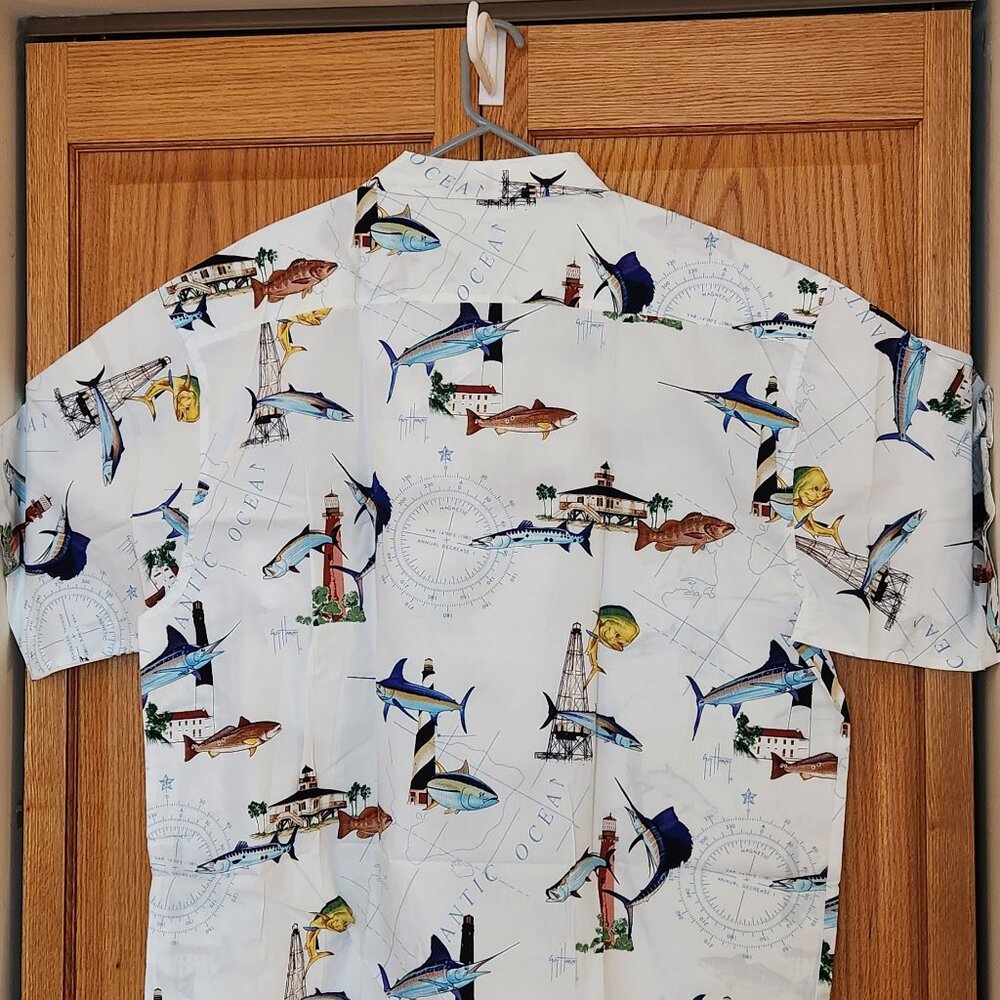 Guy Harvey Aftco Bluewater 3x XXXL short sleeve shirt florida fish lighthouses - Picture 6 of 7